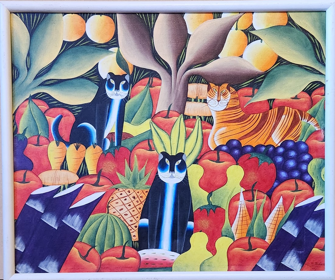 VINTAGE PAINTING SIGNED DIDIER CATS (1 of 1)