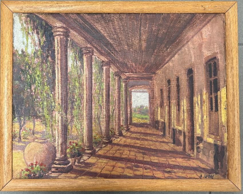 A. Lobos vintage original oil canvas.: A. Lobos vintage original oil canvas. Approx 14 x 11 inches image size Signed framed. Step Art Artwork Artist.