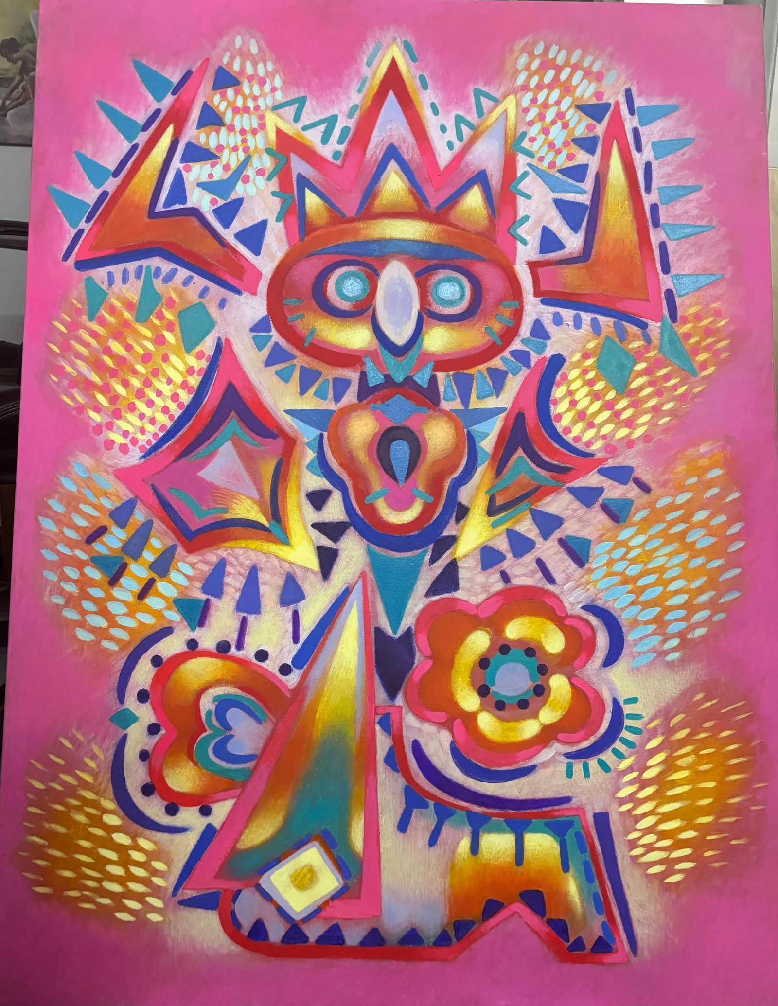 Katherine Arion (American 1957) Original Mixed Media Painting on canvas: Original Painting Mixed Media on canvas Katherine Arion (American 1957) One of a kind. Hand signed by the artist. On canvas Approx 40x30 image size inches Custom framed and includes certificate This w