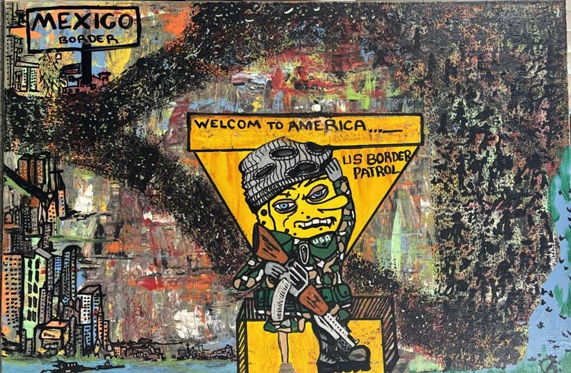 The Border original oil painting on canvas by Arthur Chorny: The Border original oil painting on canvas by Arthur Chorny Approx 30x20 inches image size One of a kind original Hand signed by the artist. Art Artwork Artist.