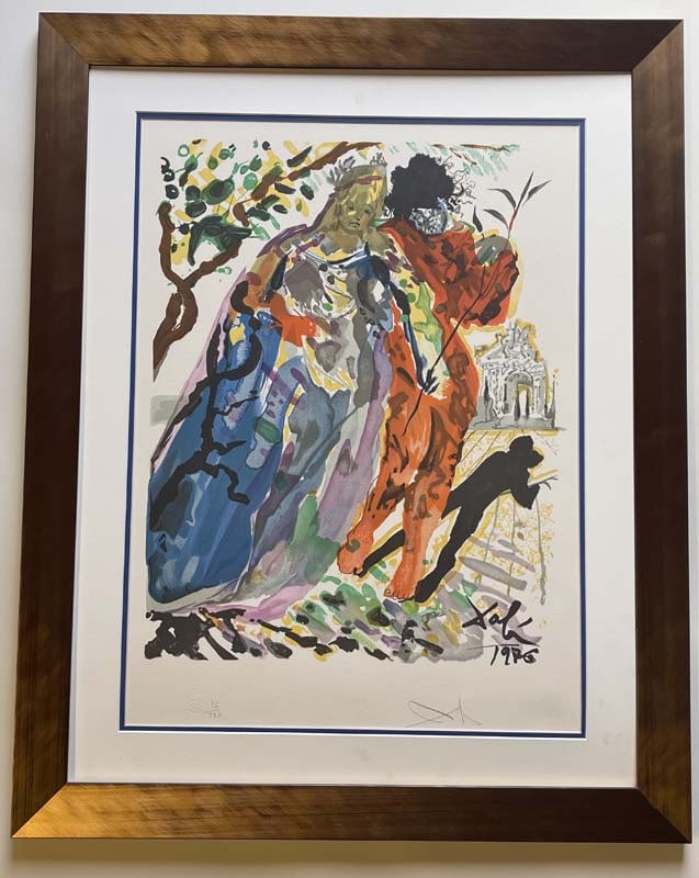 Salvador Dali (Spanish 1904-1989) Fille de Minos Limited Edition Lithograph from the The Art of: Salvador Dali (Spanish 1904-1989) Fille de Minos Limited Edition Lithograph from the The Art of Loving Ovide. 1979. Lithograph in colors. Signed and numbered. Limited Edition. Fingerprint on back for