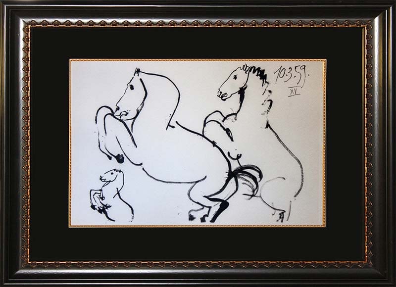 Pablo Picasso (Spanish 1881-1973) 1961 Lithograph Toros Y Toreros.: Pablo Picasso (Spanish 1881-1973) 1961 Lithograph Toros Y Toreros.Pablo Picasso 1961 Lithograph Toros Y Toreros. Custom framed Dated in the plate. Approx 20x24 inches Includes certificate of authentic