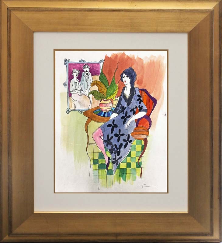 Tarkay (Israeli, 1935-2012) Original Watercolor Painting by Tarkay (1 of 1)