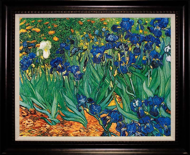 Vincent Van Gogh (Netherlands 1853-1890) The Irises Hand Embellished Painting on Canvas.after Van: Vincent Van Gogh (Netherlands 1853-1890) The Irises Hand Embellished Painting on Canvas after.Vincent Van Gogh The Irises Limited edition The signature is in the plate. Includes documentation. Approx.
