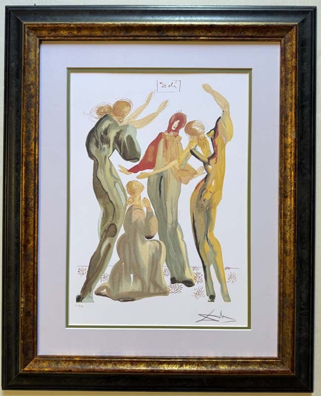 Salvador Dali (Spanish 1904-1989) Original Wood Block 1964: Salvador Dali (Spanish 1904-1989) Wood Block from 1964 Salvador Dali Divine Comedy. This is approx 22x20 inches Custom Framed and includes certificate of authenticity Art Artwork Artist.