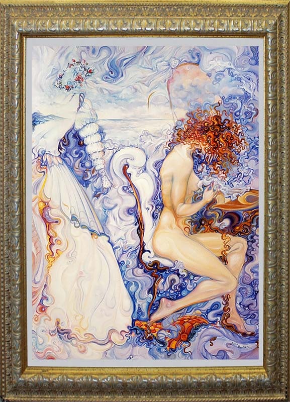 Arina Mixed Media Original Painting on canvas The New Bride: Mixed media Original Painting on canvas by Arina. This is a one-of-a-kind original. Hand signed by the artist. Approx 24x30 inches. Includes certificate of authenticity. This work was purchased direct