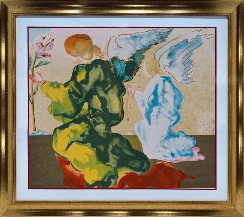 Salvador Dali (Spanish 1904-1989) Annunciation Lithograph Limited Edition embossed hand signed and: Salvador Dali (Spanish 1904-1989) Annunciation Lithograph Limited Edition embossed hand signed and numberedSalvador Dali-Limited Edition Lithograph Annunciation - 26 x 28 Salvador Dali. Limited Editio