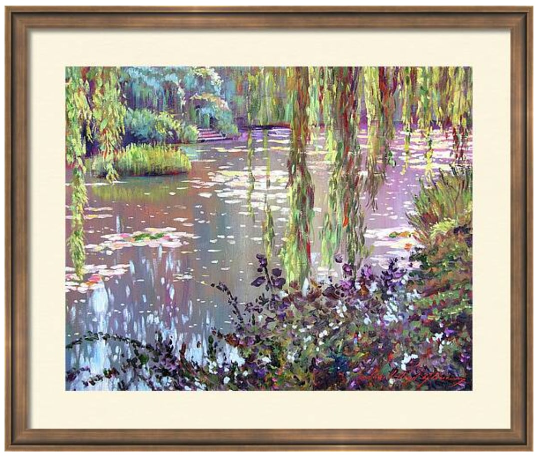 David Lloyd Glover (Canadian 1949) Homage to Monet Original Mixed Media Painting on canvas by David: Mediterranean Gardens Original Mixed Media Painting on canvas by David Lloyd Glover Hand signed by the artist Approx 24x18 inches image size custom framed and includes certificate. Art Artwork Artist.