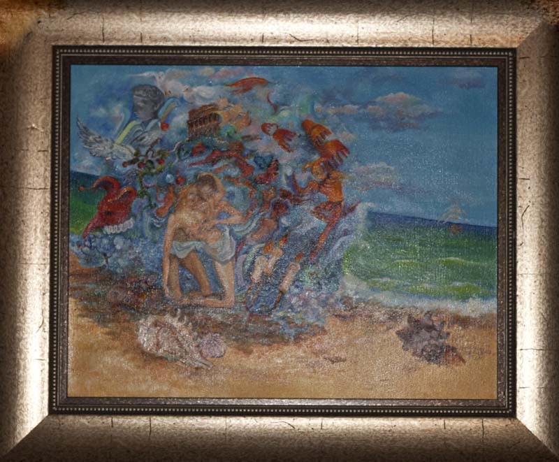 Mixed media original painting on canvas by Arina Carnival: Original Mixed Media Painting on canvas by Arina. This is a one of a kind original. Hand signed by the artist. Approx 24x30 inches. Includes certificate of authenticity. This work was purchased direct