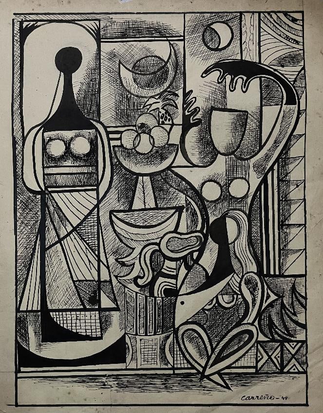 Carreno Ink on paper original: Artist: Carreño Technique: Ink on paper Measurements: 42 x 51 cm Signed: Carreño 49 lower right edge. Provenance: Private collection Art Artwork Artist.