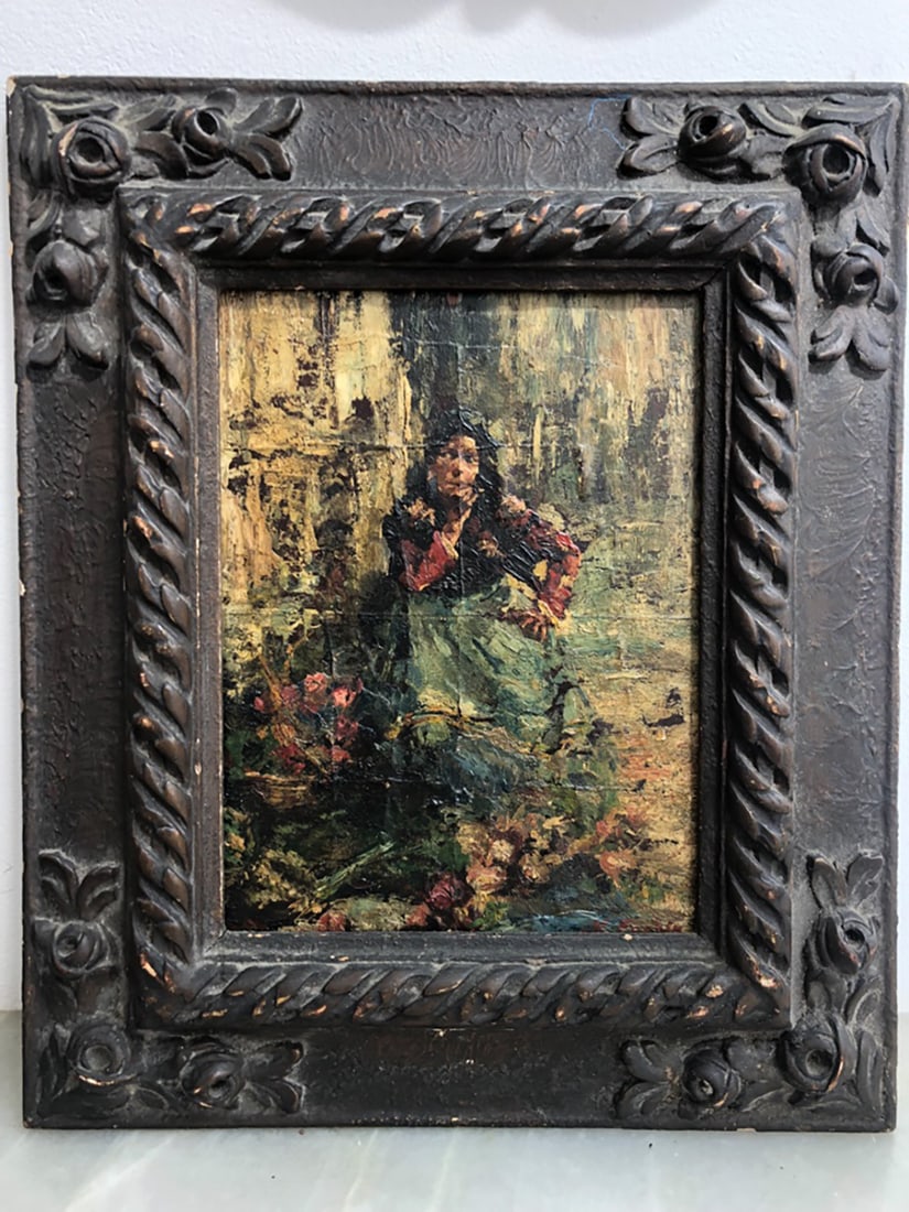 Nicolai Ivanovich Fechin original oil on wood: Nicolai Ivanovich Fechine original oil on wood. 24 x 19 cm image size Comes framed with provenance from private collection It is sold as Attributed, it needs to be restored, this work of art is a jewe