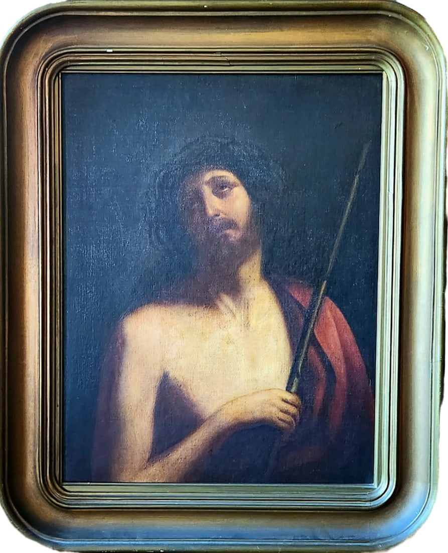 OLD ANONYMOUS PAINTING CHRIST OF GUERCINO: Old anonymous painting Christ of Guercino Art Artwork Artist.