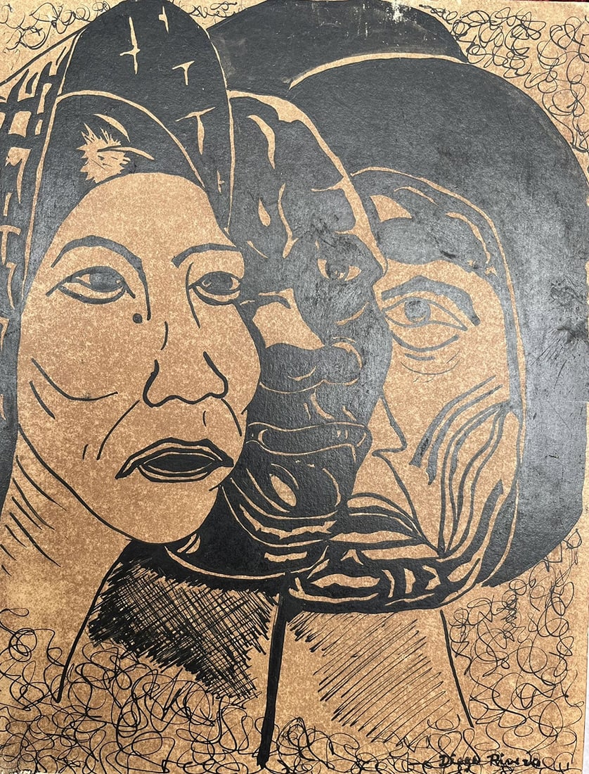 Diego Rivera (Mexican 1886-1957) Ink on paper original: Artist: Diego Rivera (Mexican 1886-1957) Title: Indigenous figuresTechnique: Ink on paper on board. Measurement: 30 x 20 cm (Approx.) Provenance: Private collection. Art Artwork Artist.