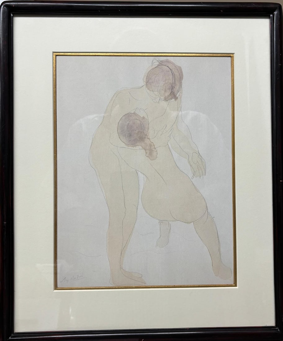 August Rodin VintageLithograph with original frame Great condition: August Rodin VintageLithograph with original frame Great condition 12 x 9 inches image size step Art Artwork Artist.