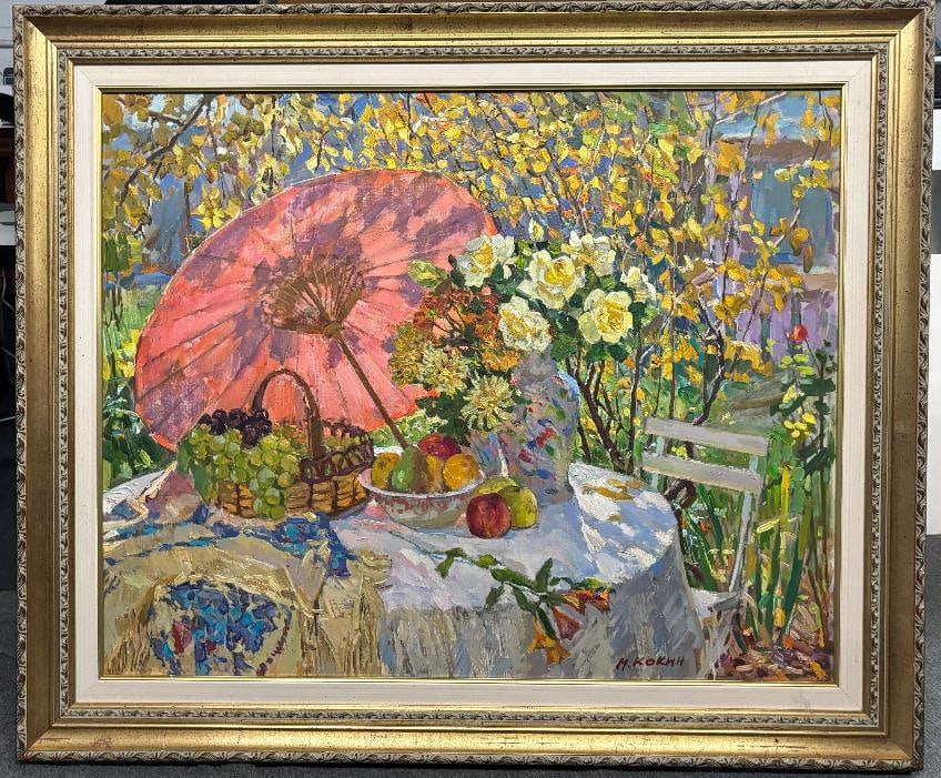 oil painting on canvas by Kokin MA: Original oil painting on canvas by Kokin MA 32x25 inches image size framed Hand signed by the artist in Russian. One of a kind original. step Art Artwork Artist.