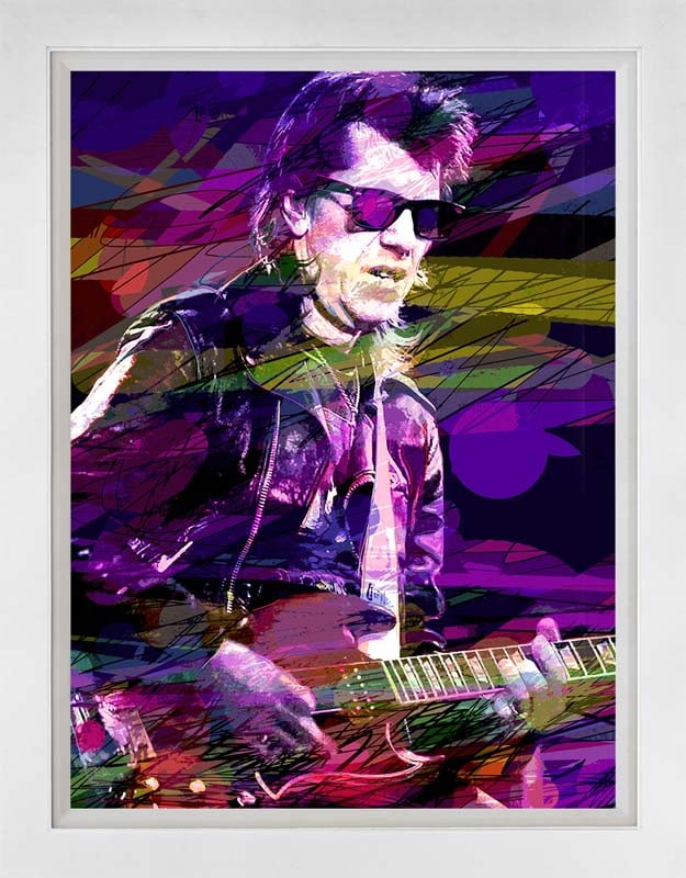 David Lloyd Glover (Canadian 1949) Link Wray Rumble Mixed Media Original Painting on canvas David: Mixed Media Original by David Lloyd Glover Hand signed by the artist. Approx 24x18 inches image size. Custom framed and includes certificate. Art Artwork Artist.