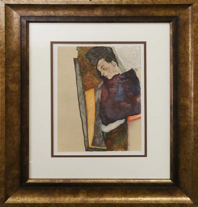 Egon Schiele (Austrian 1890-1918) Lithograph over 60 years old: Egon Schiele (Austrian 1890-1918) color plate lithograph. Approx 24x20 inches. Custom framed. Includes Certificate of Authenticity. Art Artwork Artist.