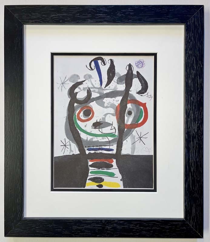 Joan Miro Color Plate Lithograph 1968: Joan Miro (Spanish 1893-1983) color plate lithograph from 1970 Custom framed Approx 24x28 inches Includes certificate of authenticity Art Artwork Artist.