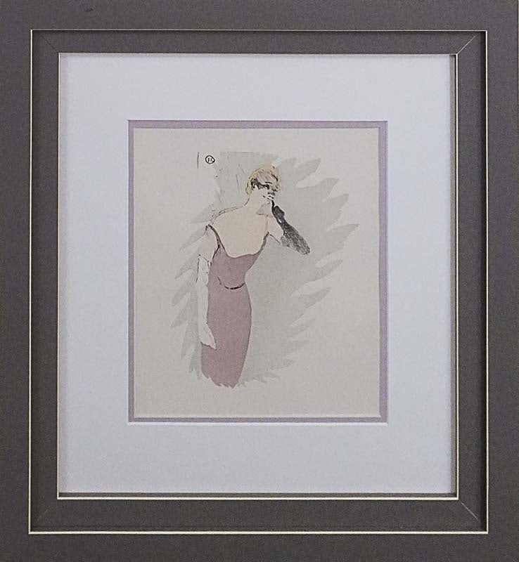 Toulouse Lautrec (France 1864-1901) Lithograph after Lautrec from 1968: Toulouse Lautrec (France 1864-1901) Lithograph from 1968 after Lautre. Custom framed and includes certificate. Approx 24 x 20 inches. Art Artwork Artist.