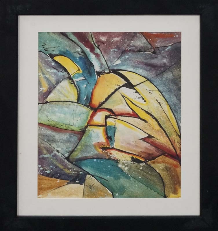 Original Watercolor Painting and ink on paper by Joyce Abstract: Original Watercolor Painting and ink on paper by Joyce. Hand signed by the artist. One-of-a-kind original. Approx 20x16 inches image size Custom framed and includes certificate. This work was purchase