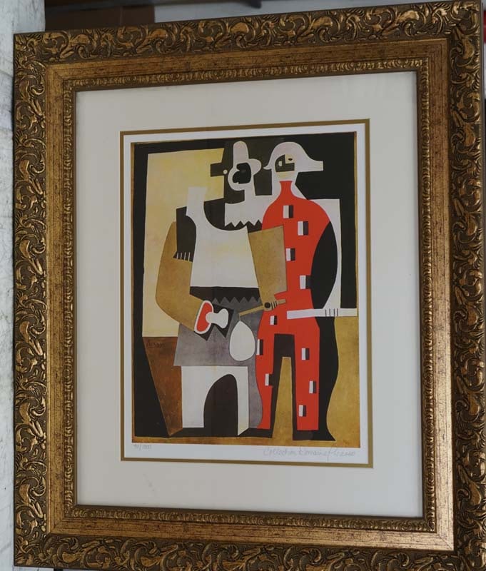 Pablo Picasso (Spanish 1881-1973) Lithograph Limited Edition Harlequins Collection Domaine: Pablo Picasso (Spanish 1881-1973) Lithograph Limited Edition Harlequins Collection Domaine PicassoPablo Picasso Lithograph Limited Edition. Harlequins Collection Domaine Picasso. Estate signed. Approx