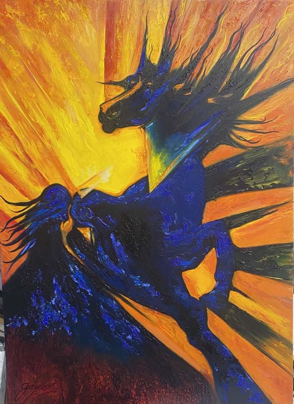 Gaylord Soli (American 1939) Gaylord Soli Original Mixed Media Painting on canvas: Gaylord Soli (American 1939) Original Mixed Media Painting on canvas approx 36 x 26 image size inches Hand signed by the artist One of a kind original. Includes certificate from artist. Art Artwork Ar