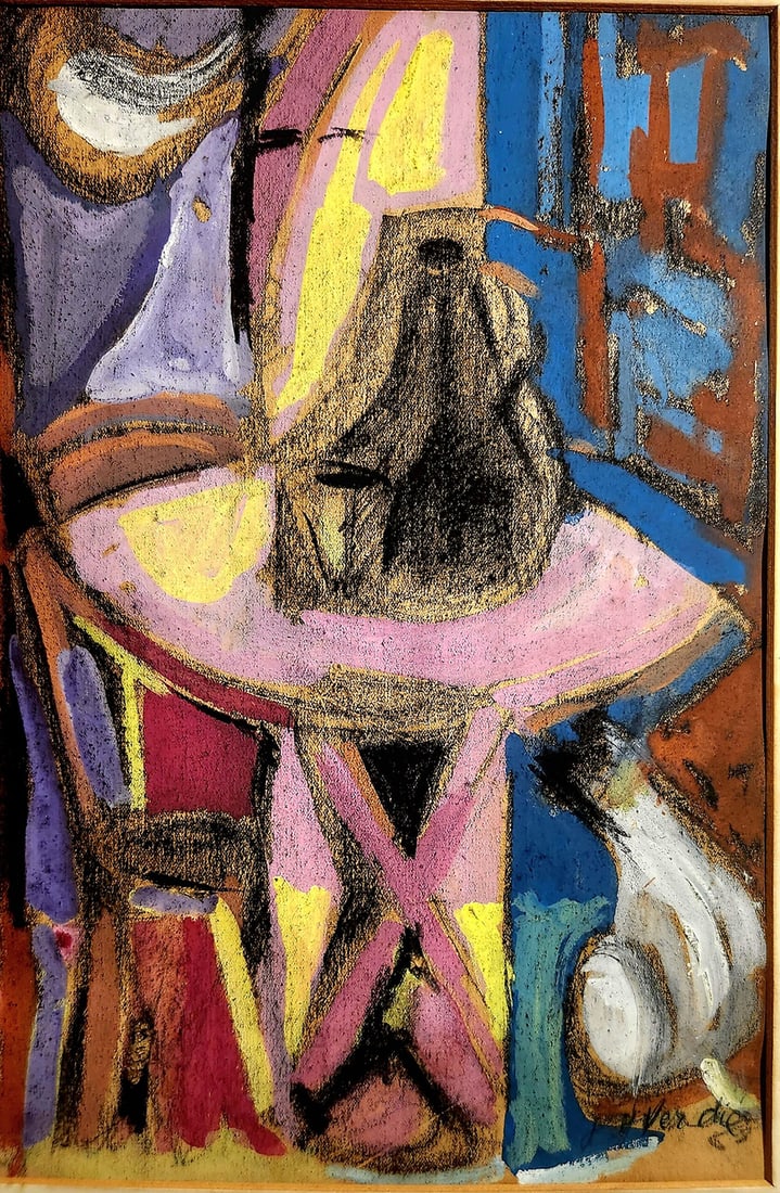 Julio Verde GREAT ABSTRACT WORK BY JULIO VERDIE. MIXED TECHNIQUE OIL on WATERCOLOR on BOARD.: Julio Verde GREAT ABSTRACT WORK BY JULIO VERDIE. MIXED TECHNIQUE OIL on WATERCOLOR / BOARD.Great abstract work by Julio Verdie. Mixed technique Oil / watercolor / board.Measurements with frame: 44cm (