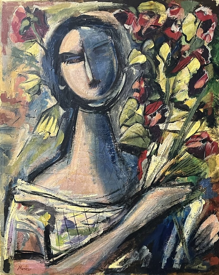 Sigmund Menkes (1896-1986) oil painting attributed to Sigmund Menkes. Signed Menkes lower left side: Sigmund Menkes (1896-1986) Signed Menkes lower left side Title: Interior portrait Technique: oil painting on canvas Measurements: 61 x 49.5 cm Provenance: Private collection Art Artwork Artist.