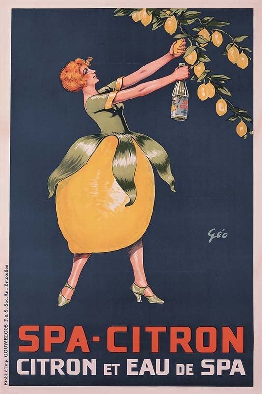 French Poster-Citron: French Poster-Citron 30 x 40 on canvas from the 1980s. Art Artwork Artist.