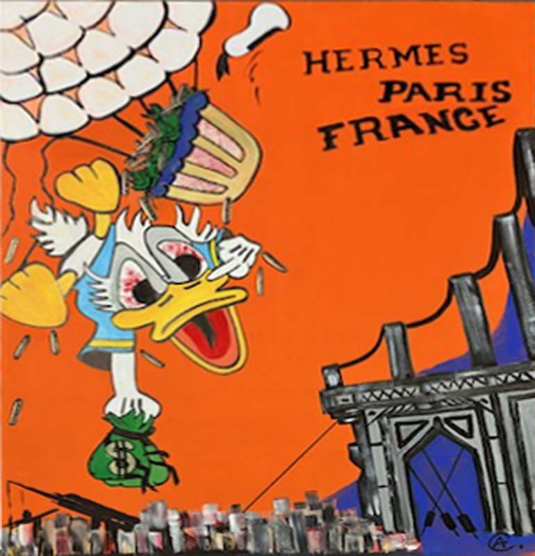 Daffy Got Caught in Paris! Original Painting on canvas by Art Chorny: Daffy Got Caught in Paris Original Painting on canvas by Art Chorny Approx 30x30 inches One of a kind original Hand signed by the artist and includes certificate of authenticity. This comes framed. Ar