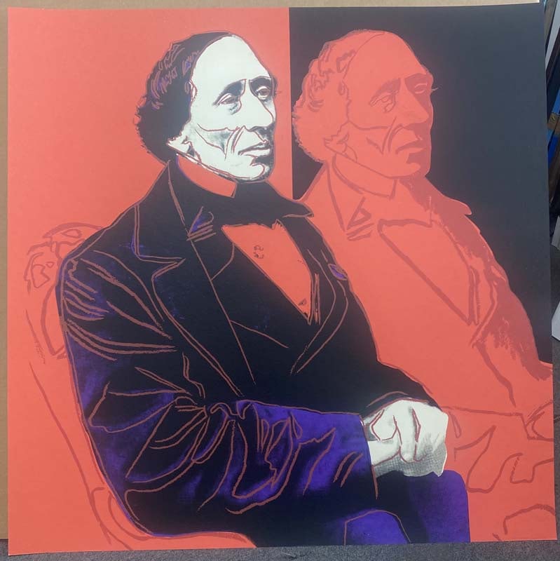 Andy Warhol (American 1928-1987) Hans Chrisitan Andersen Silkscreen from 1987 Serigraph: Andy Warhol (American 1928-1987) Andy Warhol Serigraph Hans Chrisitan Andersen 1987. 38"x38" approx. This unsigned working trial proof was made outside the regular edition during the process of image