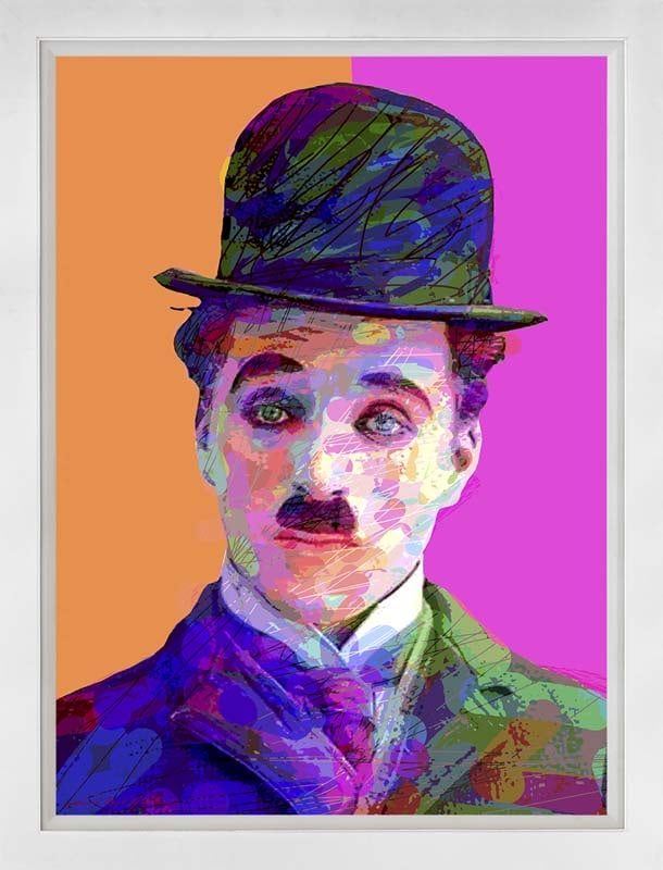 David Lloyd Glover (Canadian 1949) Charlie Chaplin Mixed media Original Painting on canvas David: Mixed Media Original Painting on canvas David Lloyd Glover. One of a kind. Hand signed by the artist. On canvas Approx image size 24 x18 inches Custom framed and includes certificate. This work was pu