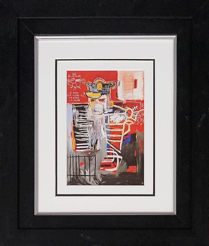Jean-Michel Basquiat (American 1960-1988) Color Plate Lithograph after Basquiat from 1986: Jean-Michel Basquiat (American 1960-1988) Jean-Michel Basquiat Jean-Michel Basquiat (American 1960-1988) Lithograph from 1986 Air Power. Approx 22x20 inches Custom framed. Includes certificate. Art Ar