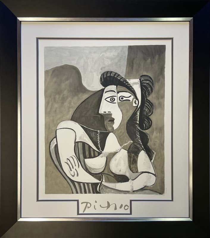 Pablo Picasso (Spanish 1881-1973) Marina Picasso Limited Edition Lithograph on paper 1984: Pablo Picasso (Spanish 1881-1973) Lithograph Marina Picasso Collection Hand signed by Marina Picasso from 1982. Authorized by Picasso. Signed in the plate. Approx 24x19 inches. Custom framed and inclu