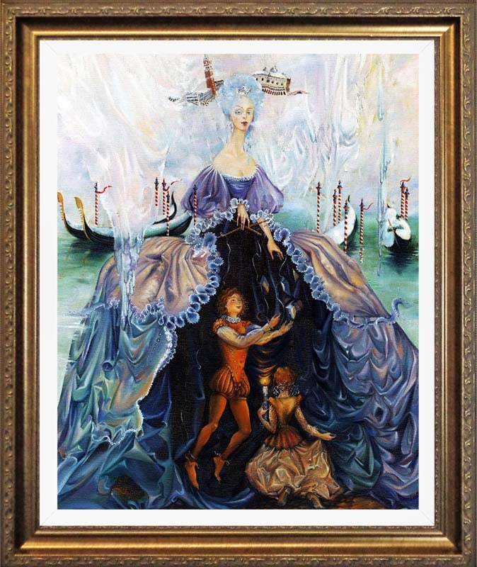 Arina Mixed media Original Painting on canvas Snow Queen: Arina Mixed Media Original. Approx 30 x24 inches image size. Hand signed by the artist. Includes Certificate of Authenticity. Custom framed. This work was purchased directly from the artist. Art Artwo