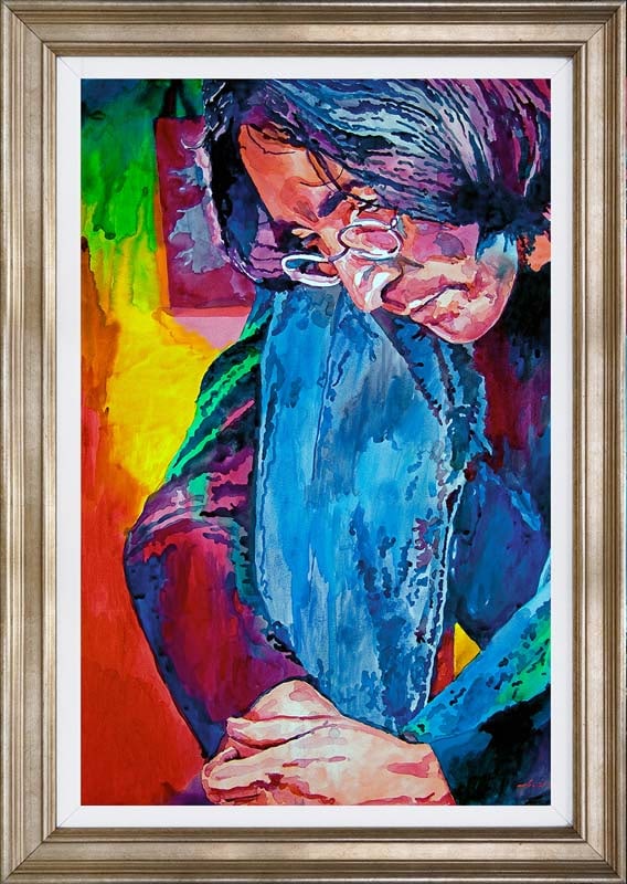 David Lloyd Glover (Canadian 1949) John Lennon in Repose Mixed media original David Lloyd Glover: John Lennon In Repose Mixed media on canvas by David Lloyd Glover Hand signed by the artist. On canvas. Approx 20x24 inches image size. Custom framed and includes certificate. This work was purchased