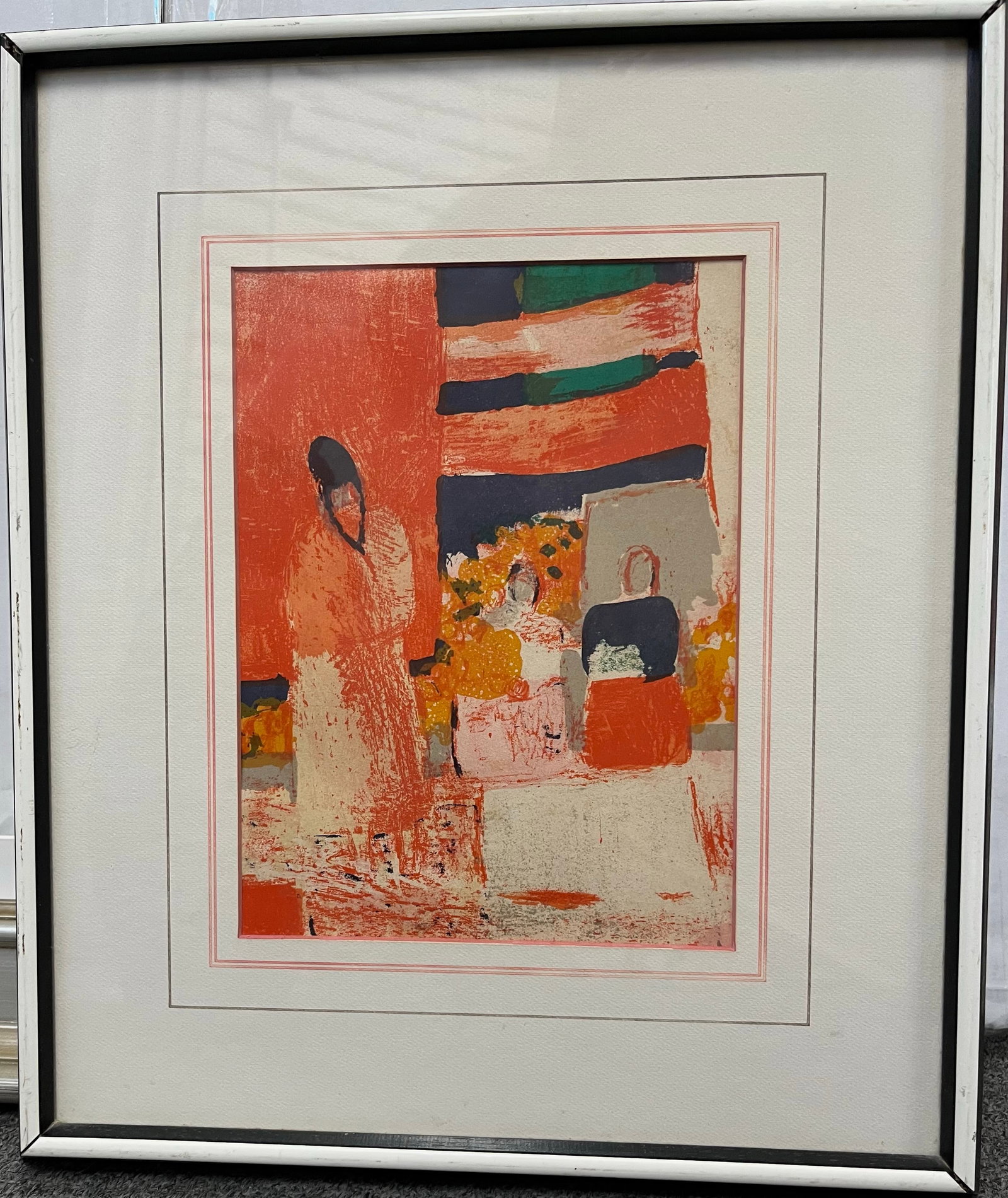 Bernard Cathelin The Marketplace. Original Lithograph. 16 x 24 inches. Framed.: Bernard Cathelin. The Marketplace. Original Lithograph. 16 x 14 inches. Framed. 7 step Art Artwork Artist.