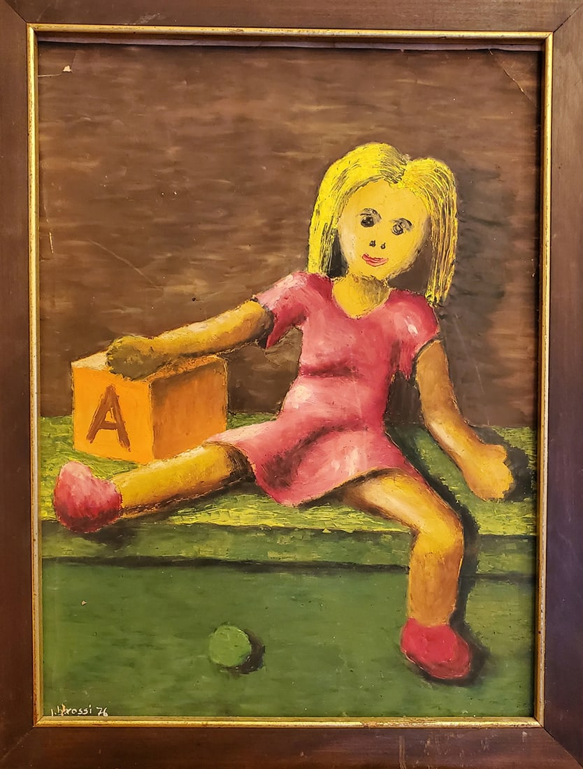 oil painting on canvas Rag Doll cutist painting: Beautiful and decorative painting representing a rag doll.It is signed but seems illegible. Oil on paper on board. Approx 15x11 inches image size Art Artwork Artist.