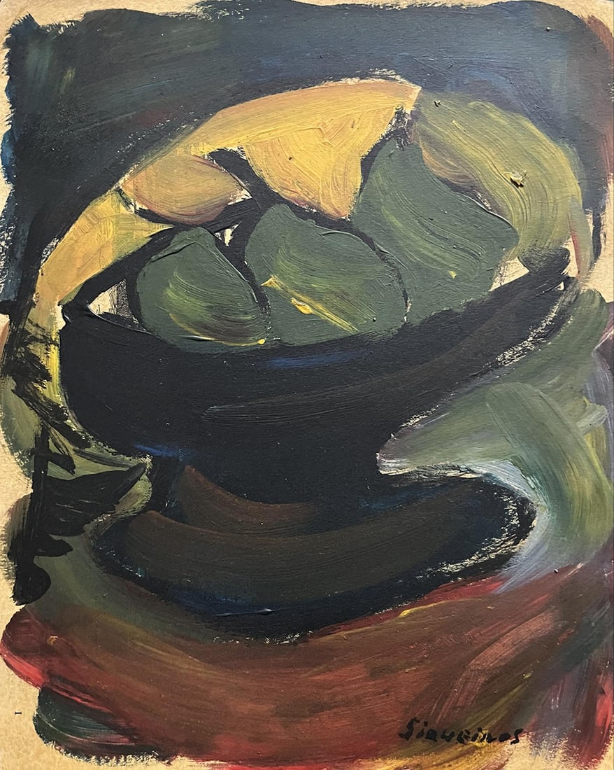 David Alfaro Siqueiros (1896-1974) Still life original oil on paper: Siqueros Artist: David Alfaro Siqueiros (1896-1974)Title: Still lifeTechnique: oil on paperMeasures: 32 x 26.5 cmSigned: Siqueiros Provenance: Private CollectionBiography:David Alfaro Siqueiros (1896-