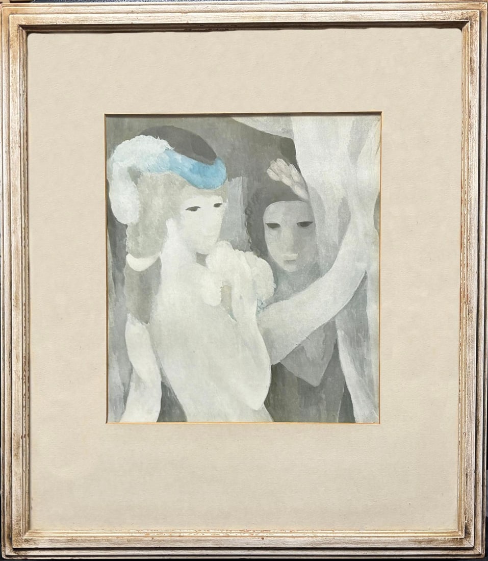Marie Laurencin original vintage lithograph 1920s: Marie Laurencin original vintage lithograph 1920s. with original frame. Deux Femmes au Rideau Approx 19x17 image size inches. step Art Artwork Artist.