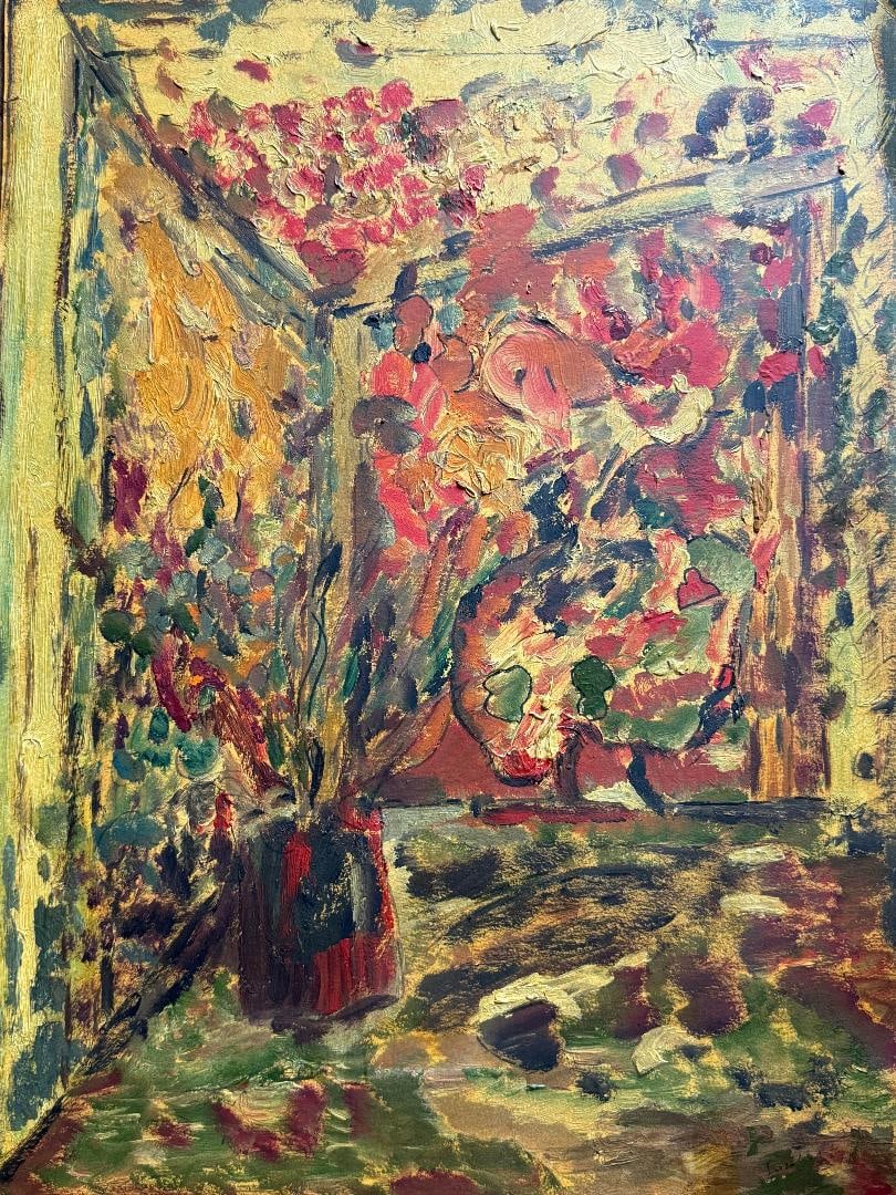 Chaim Soutine (1893-1943) Title: Interior with Flowers Technique: Oil on heavy paper: Artist: Chaim Soutine (1893-1943)Title: Interior with FlowersTechnique: Oil on heavy paperProvenance: Private CollectionSigned: Lower right corner “Soutine” Art Artwork Artist.