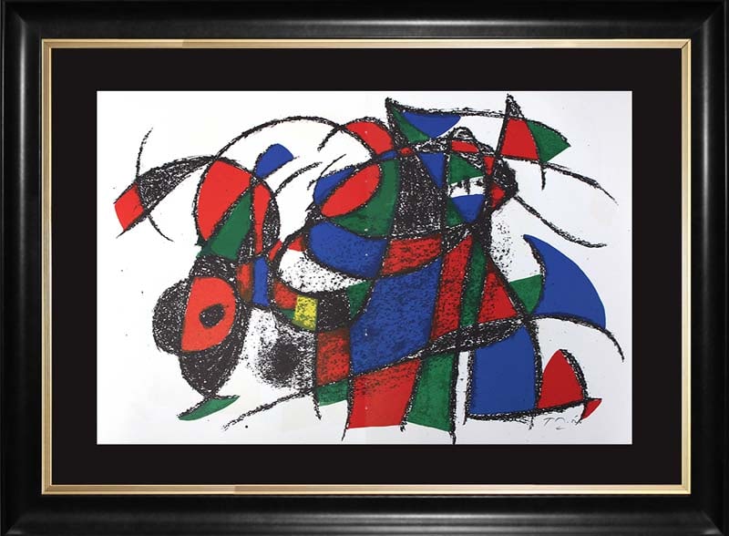 Joan Miro (Spanish 1893-1983) Hand Signed Original Lithograph: Joan Miro (Spanish 1893-1983) Original Lithograph Printed in the 1970's by Mourlot Press. Hand signed by the artist. Custom framed Includes Certificate of Authenticity. Approx 24x26 inches. Art Artwor
