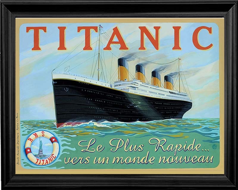 The Titanic Limited Edition on canvas: Titanic French poster ink on archival canvas 26 x 38. This piece is custom framed. Art Artwork Artist.