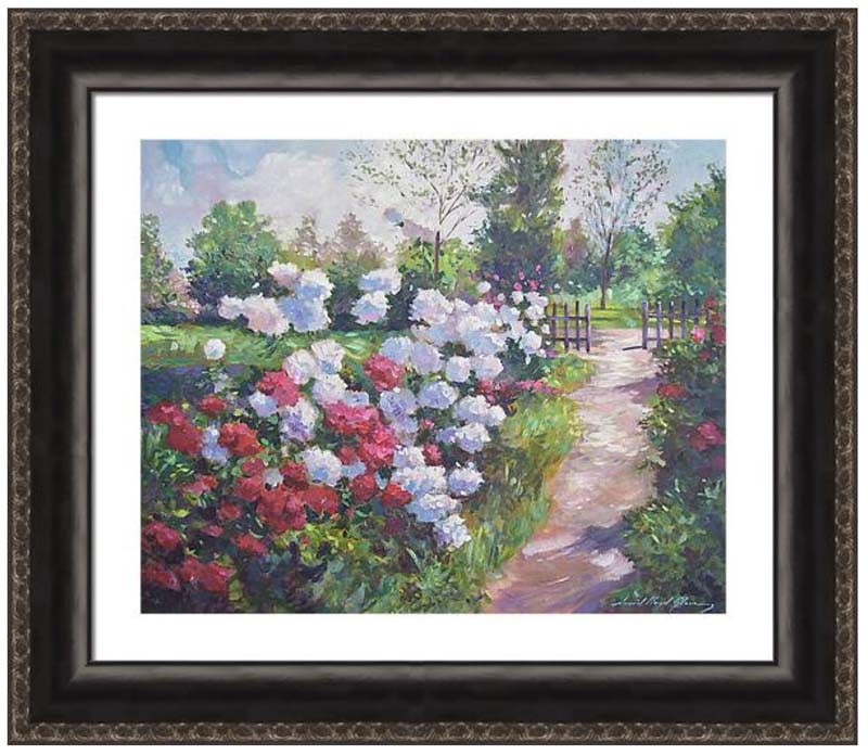 Blossom Lane Original Mixed Media Painting on canvas by David Lloyd Glover: Mediterranean Gardens Original Mixed Media Painting on canvas by David Lloyd Glover Hand signed by the artist Approx 24x18 inches image size custom framed and includes certificate. Art Artwork Artist.