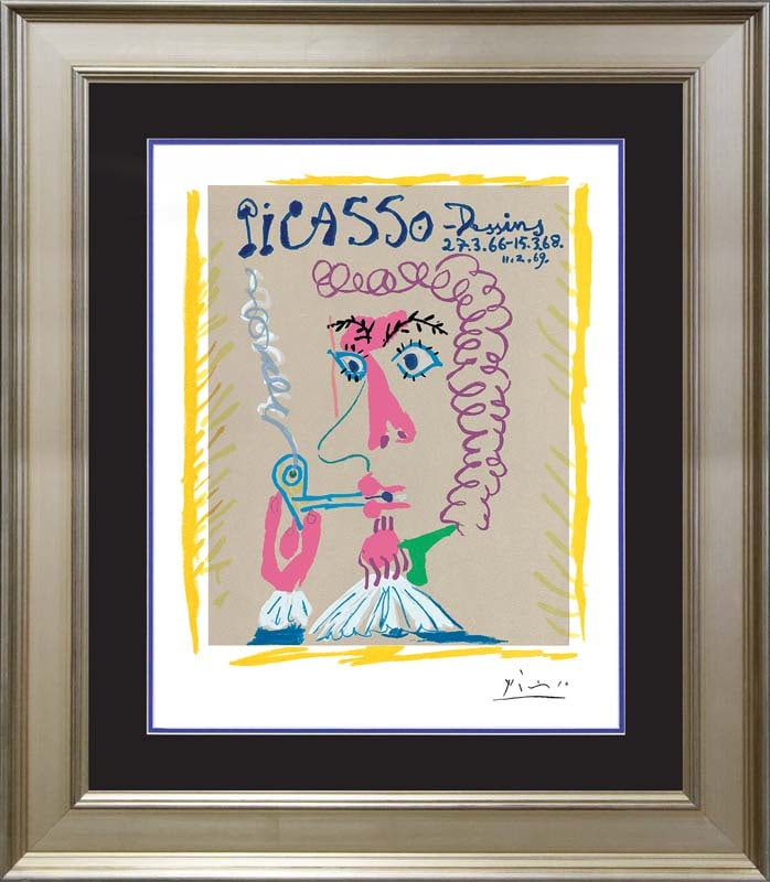 Pablo Picasso (Spanish 1881-1973) Dessins Pablo Picasso Collection Domaine Limited Edition on paper: by Pablo Picasso (Spanish 1881-1973) Limited edition Lithograph Custom framed. Estate signed. From the Collection Domaine Picasso. Includes certificate of authenticity. Approx. 24x28. Art Artwork Arti