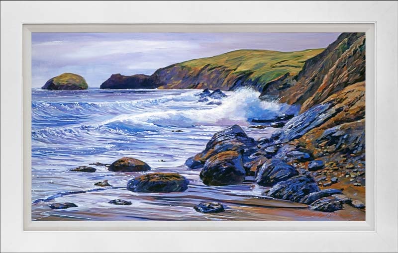 David Lloyd Glover (Canadian 1949) The Sparkling Pacific Ocean Mixed Media Original Painting on: Mixed media Original Painting on canvas by David Lloyd Glover. Hand signed by the artist. On canvas image size. Approx mage size 20 x 30 inches. Custom framed and includes certificate. This work was p