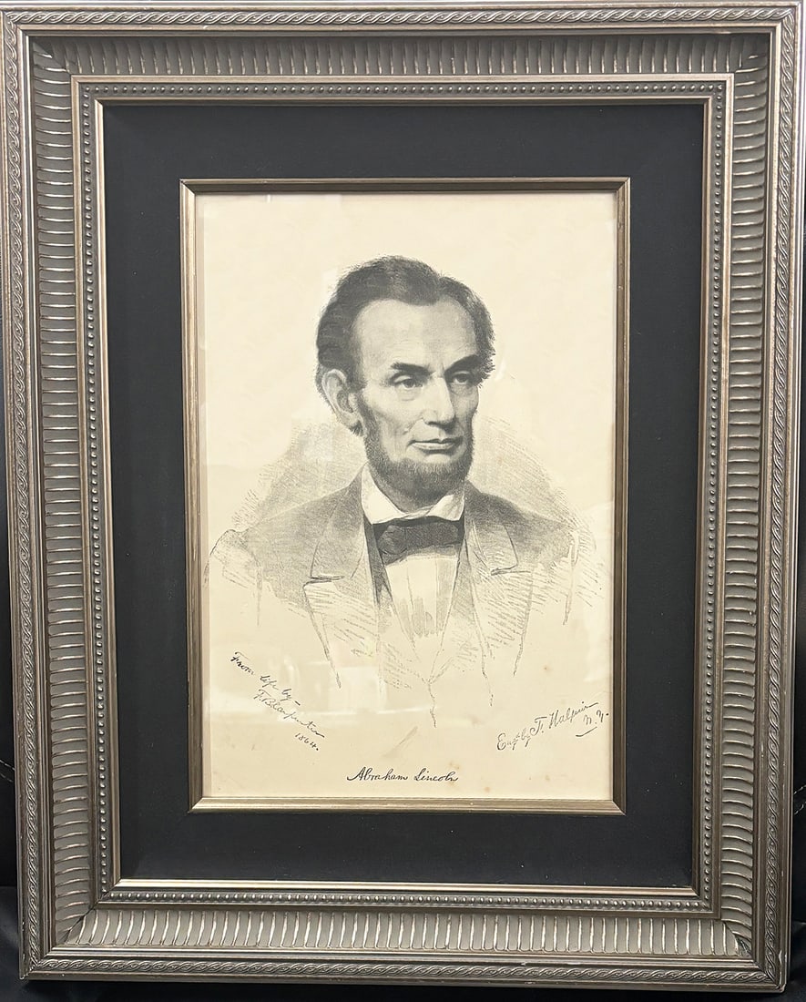 Vintage Abraham Lincoln Engraving: Vintage Abraham Lincoln Engraving. Approx. 20.5 x 16.5 inches. step Art Artwork Artist.
