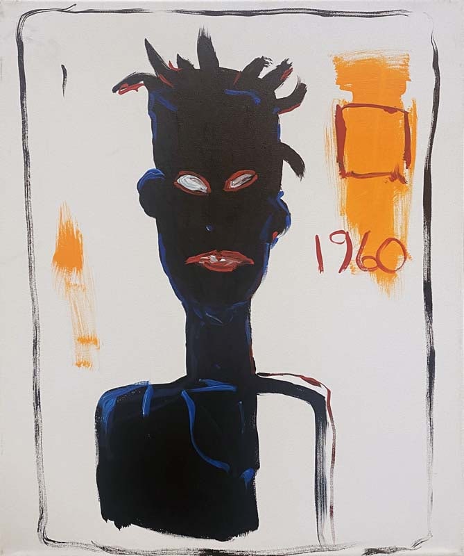 Jean-Michel Basquiat (American 1960-1988) oil painting on canvas in the style of Jean-Michel (1 of 1)