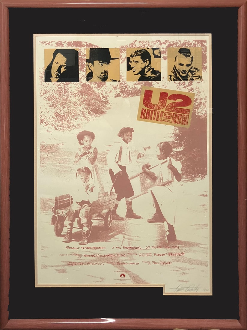 Paramount Pictures Lithograph presents U2 Rattle and Hum. 1988 Artist Proof Hand signed by the (1 of 1)