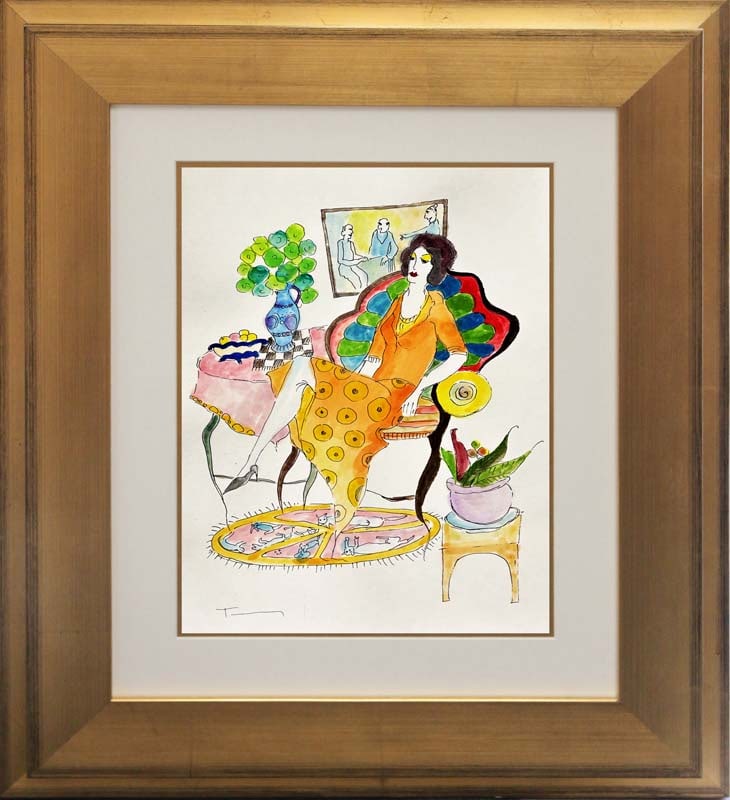 Tarkay (Israeli, 1935-2012) Original Watercolor Painting by Tarkay (1 of 1)